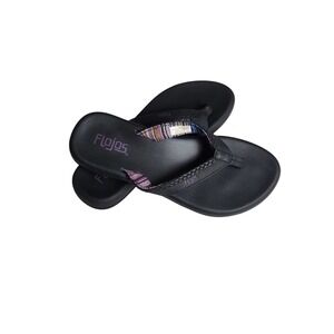 FLOJOS Women's Maddy Memory Foam BLACK Flip Flop Sandals Women's size 7